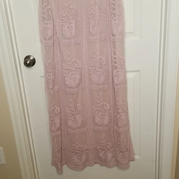 Tea N Rose Womens Shortsleeve Sheer Lined Lavender Maxi Dress - Picture 7 of 12